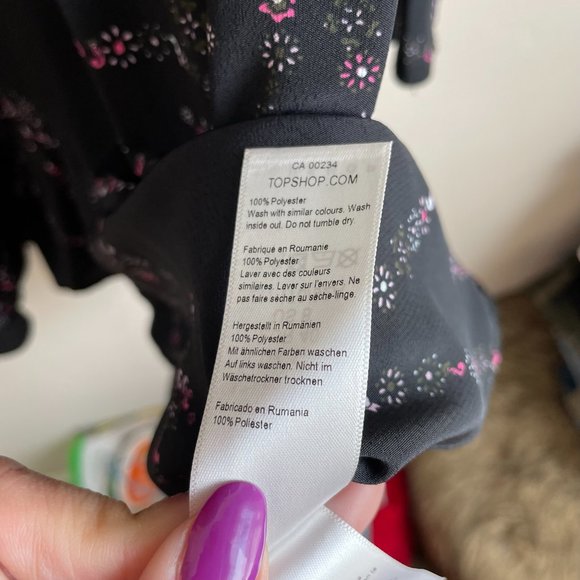 Topshop / Black Long Sleeve Star Mini Dress - Picture 12 of 12